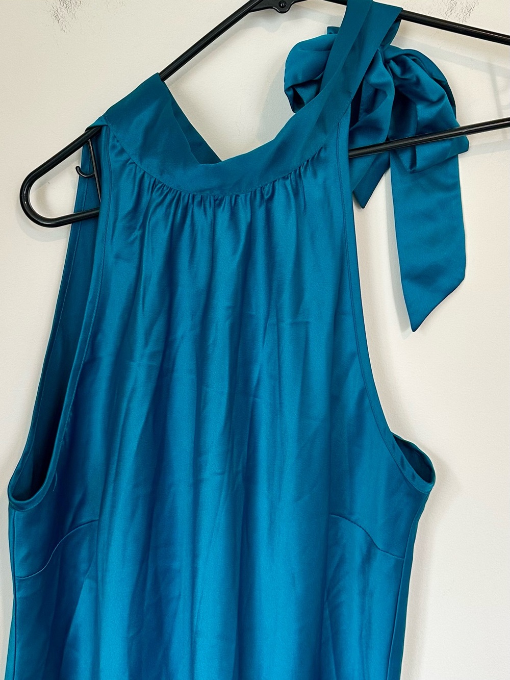 Worthington Teal Sleeveless Top with Halter Bow Tie at Neck - Size: 6 - Picture 5 of 6